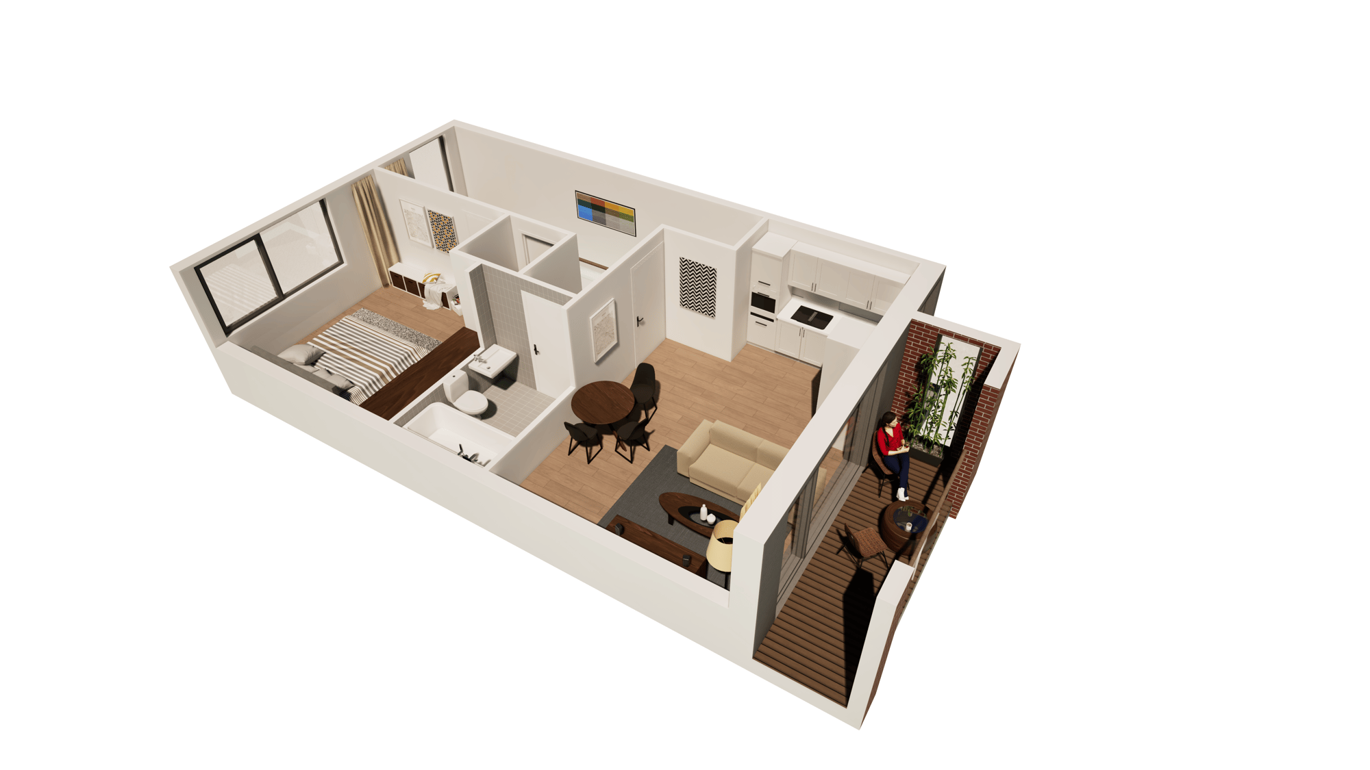 First-Floor One-Bed Axo