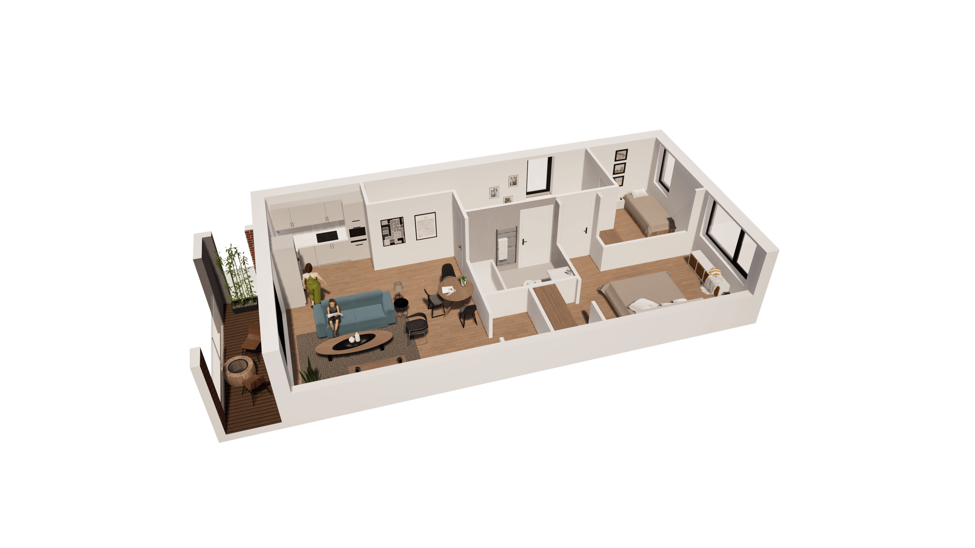 First-Floor Two-Bed Axo