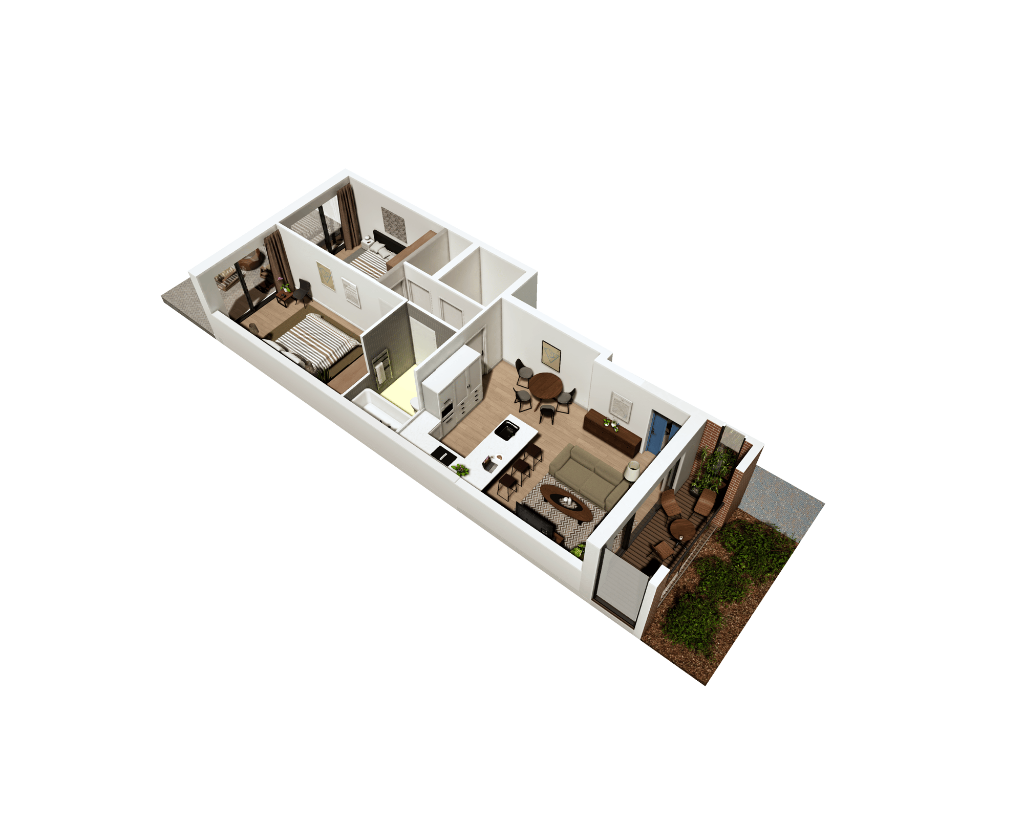 Ground-Floor Two-Bed Axo